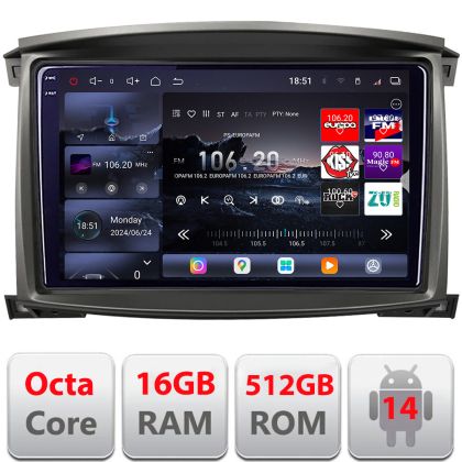 Navigatie Toyota Land Cruiser L100 2002-2006 Android radio gps internet 8 core QLED 2K 12+256GB 360 Edotec