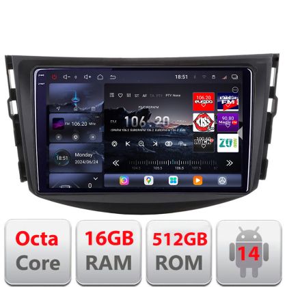 Navigatie Toyota RAV4 2008-2012 Edotec Kit-018 8 core QLED 2K 12+256GB 360 Android Waze USB Navigatie Internet Youtube Radio