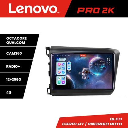 Navigatie Honda Civic 2012-2015 Lenovo Kit-132 8 core QLED 2K 12+256 360 Android Waze USB Navigatie Internet Youtube Radio