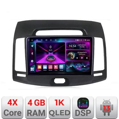 Navigatie Hyundai Elantra 2007-2011 A-2009  4+64 InCell Display 1K Android Waze USB Navigatie Internet Youtube Radio