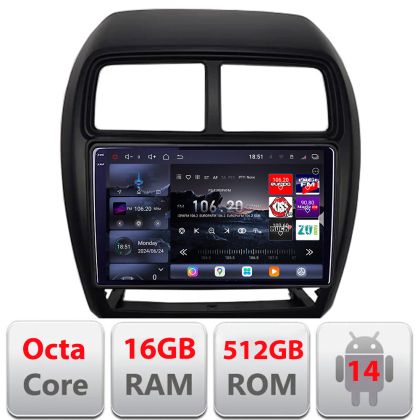 Navigatie Mitsubishi ASX 2017-2021 model facelift Android radio gps internet 8 core QLED 2K 12+256GB 360 Edotec