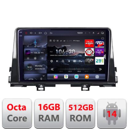 Navigatie Kia Picanto 2016- Edotec Kit-2217 8 core QLED 2K 12+256GB 360 Android Waze USB Navigatie Internet Youtube Radio