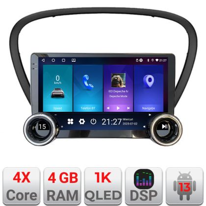 Navigatie Peugeot 607 Edotec  4+64 10.5 inch Incell 1K android Wifi 5Ghz gps internet  Kit-607