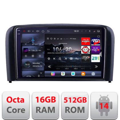 Navigatie Volvo S80 2004-2006 Edotec Kit-S80 8 core QLED 2K 12+256GB 360 Android Waze USB Navigatie Internet Youtube Radio