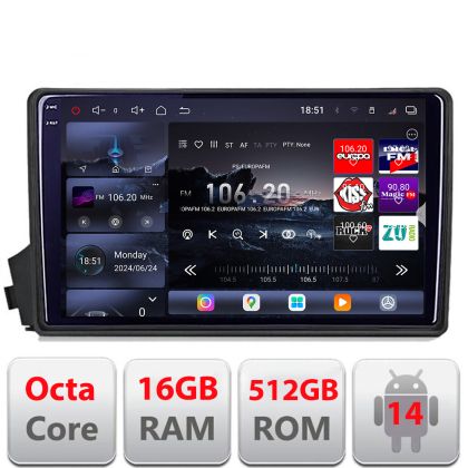 Navigatie Ssangyong Kyron Actyon 2005-2014 Edotec Kit-158 8 core QLED 2K 12+256GB 360 Android Waze USB Navigatie Internet Youtube Radio