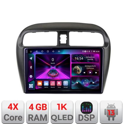 Navigatie Mitsubishi Space Star Mirage Attrage 2012-  4+64 InCell Display 1K Android Waze USB Navigatie Internet Youtube Radio