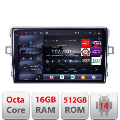 Navigatie Toyota Verso 2010-2016 Edotec Kit-133 8 core QLED 2K 12+256GB 360 Android Waze USB Navigatie Internet Youtube Radio