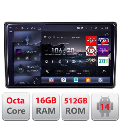 Navigatie Audi A4 B6, A4 B7 2001-2007  Edotec Kit-050 8 core QLED 2K 12+256GB 360 Android Waze USB Navigatie Internet Youtube Radio
