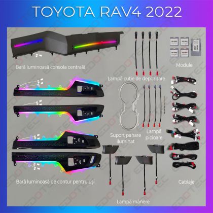 Lumini Ambientale Toyota RAV 4 2022- set complet cu trimuri control telefon sau sistem original
