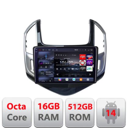 Navigatie Chevrolet Cruze 2013- Edotec Kit-1267 8 core QLED 2K 12+256GB 360 Android Waze USB Navigatie Internet Youtube Radio