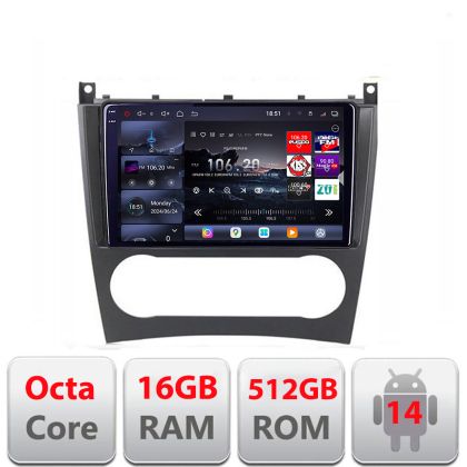 Navigatie Mercedes Clasa C W203 2001-2008 facelift Edotec Kit-093 cu Android Radio Bluetooth Internet 8 core QLED 2K 12+256GB 360GB