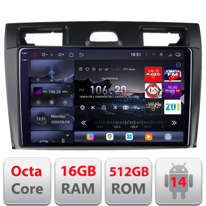 Navigatie Ford Fiesta MK5 2002-2008 Android radio gps internet 8 core QLED 2K 12+256GB 360 Edotec