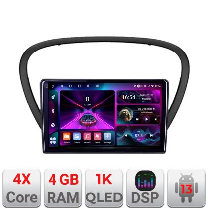 Navigatie Peugeot 607 Android radio gps internet 4+64 InCell Display 1K Kit-607+EDT-E209-RK