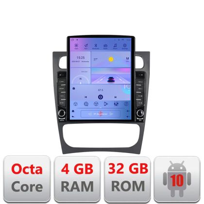 Navigatie Mercedes C W203 2001-2007 ecran tip TESLA 9.7" cu Android Radio Bluetooth Internet GPS WIFI 4+32GB DSP