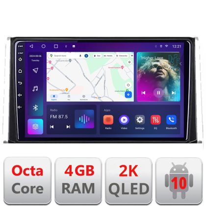 Navigatie Toyota Auris 2017- C-auris Android Octa Core Ecran 2K QLED GPS 4G 4+32GB 360 KIT-AURIS+EDT-E410-2K