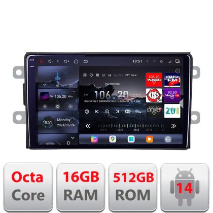 Navigatie Dacia dupa 2012 Edotec Kit-Dacia 8 core QLED 2K 12+256GB 360 Android Waze USB Navigatie Internet Youtube Radio