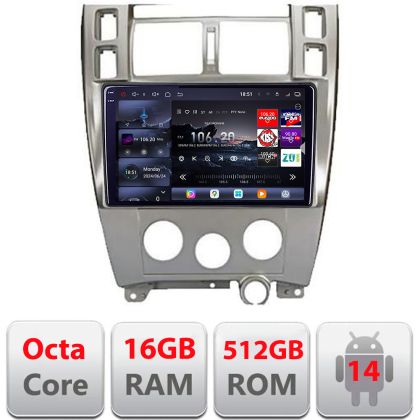 Navigatie Hyundai Tucson 2004-2009 Edotec Kit-1001 8 core QLED 2K 12+256GB 360 Android Waze USB Navigatie Internet Youtube Radio