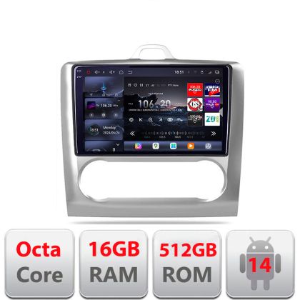 Navigatie Ford Focus 2 Clima Automata 2005-2010 Edotec Kit-140-automatic 8 core QLED 2K 12+256GB 360 Android Waze USB Navigatie Internet Youtube Radio