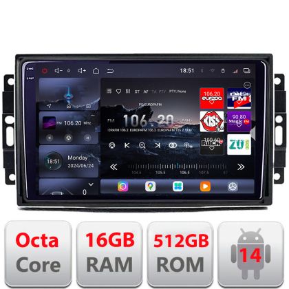 Navigatie Chrysler Jeep Edotec Kit-202 8 core QLED 2K 12+256GB 360 Android Waze USB Navigatie Internet Youtube Radio v1