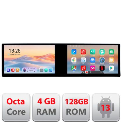 Navigatie Audi A4 B6 Kit-050 Edotec 2 ecrane  8 core 4+128 21.6 inch Incell android Wifi 5Ghz gps internet