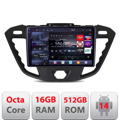 Navigatie Ford Transit 2012-2023 Edotec Kit-845 8 core QLED 2K 16+512GB 360 Android Waze USB Navigatie Internet Youtube Radio