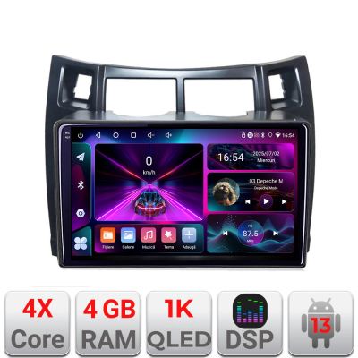 Navigatie Toyota Yaris 2008-2011 A-YARIS08  4+64 InCell Display 1K Android Waze USB Navigatie Internet Youtube Radio