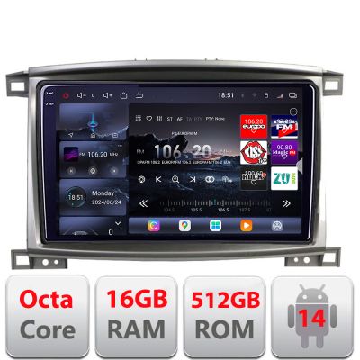 Navigatie Toyota Land Cruiser L100 2002-2008 Edotec Kit-L100 8 core QLED 2K 12+256GB 360 Android Waze USB Navigatie Internet Youtube Radio v1