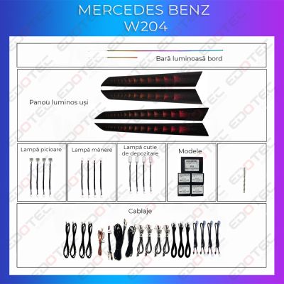 Lumini ambientale Mercedes C Class W204 trimuri set complet control din telefon sau sistemul original AMB-ME-W204-TRIMMS