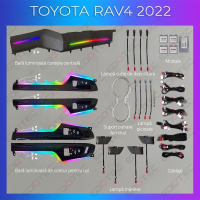 Lumini Ambientale Toyota RAV 4 2022- set complet cu trimuri control telefon sau sistem original