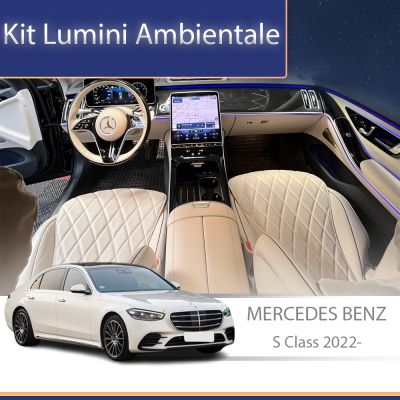 Lumini ambientale Mercedes W223-02-LONG 2022-2025 dedicat capace boxe control telefon sau sistem original