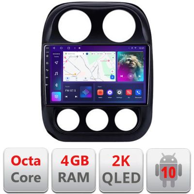 Navigatie Jeep Compass 2010-2016 Manual C-2500 Android Octa Core Ecran 2K QLED GPS 4G 4+32GB 360 KIT-2500+EDT-E410-2K