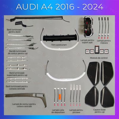 Lumini ambientale Audi A4 B9 2016-2024 cu 35 de lumini set complet control telefon sau sistem original