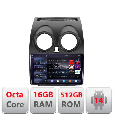 Navigatie Nissan Qashqai 2007-2013 Edotec Kit-499 8 core QLED 2K 12+256GB 360 Android Waze USB Navigatie Internet Youtube Radio