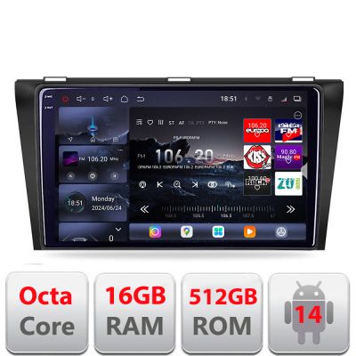 Navigatie Mazda 3 2009-2014 Edotec Kit-034 8 core QLED 2K 12+256GB 360 Android Waze USB Navigatie Internet Youtube Radio