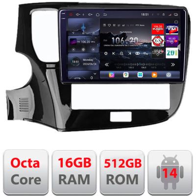 Navigatie Mitsubishi Oultander 2020- Edotec Kit-1230-20 8 core QLED 2K 12+256GB 360 Android Waze USB Navigatie Internet Youtube Radio