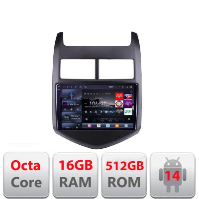 Navigatie Chevrolet Aveo 2010-2013 Edotec Kit-AVEO10 8 core QLED 2K 12+256GB 360 Android Waze USB Navigatie Internet Youtube Radio