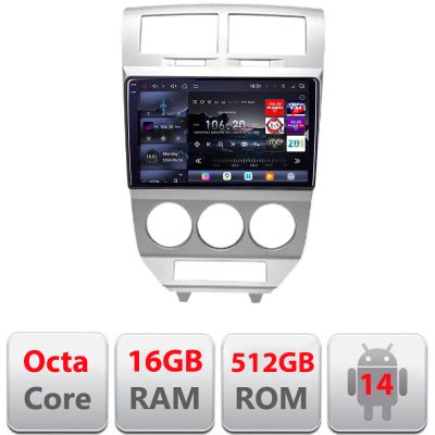 Navigatie Dodge Caliber 2006-2010 Edotec Kit-caliber-06 8 core QLED 2K 12+256GB 360 Android Waze USB Navigatie Internet Youtube Radio