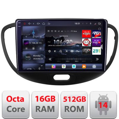Navigatie Hyundai I10 2007-2013 Android radio gps internet 8 core QLED 2K 12+256GB 360 Edotec