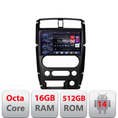 Navigatie Jimny 2007-2016 Edotec Kit-JIMNY07 8 core QLED 2K 12+256GB 360 Android Waze USB Navigatie Internet Youtube Radio