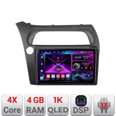 Navigatie Honda Civic Hatchback 2006-2012 A-hatchback  4+64 InCell Display 1K Android Waze USB Navigatie Internet Youtube Radio