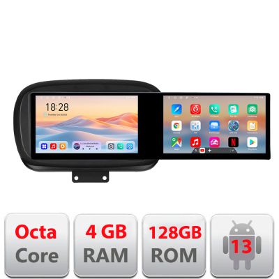 Navigatie Fiat 500 2014- Kit-539 Edotec 2 ecrane  8 core 4+128 21.6 inch Incell android Wifi 5Ghz gps internet