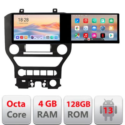 Navigatie Ford Mustang 2015-2020 Kit-MUSTANG-navi Edotec 2 ecrane  8 core 4+128 21.6 inch Incell android Wifi 5Ghz gps internet
