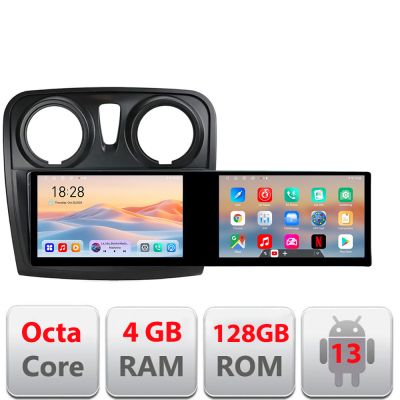 Navigatie Dacia Sandero Logan 2012-2020 Kit-sandero Edotec 2 ecrane  8 core 4+128 21.6 inch Incell android Wifi 5Ghz gps internet